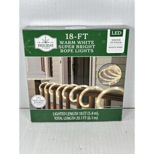 Holiday Time 18ft Indoor/Outdoor Warm White Rope LED Bright Lights Christmas NEW